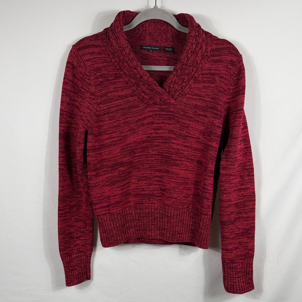 JEANNE PIERRE‎ Womens Maroon Cowl Neck Sweater. Size M. 100% Cotton. Knit